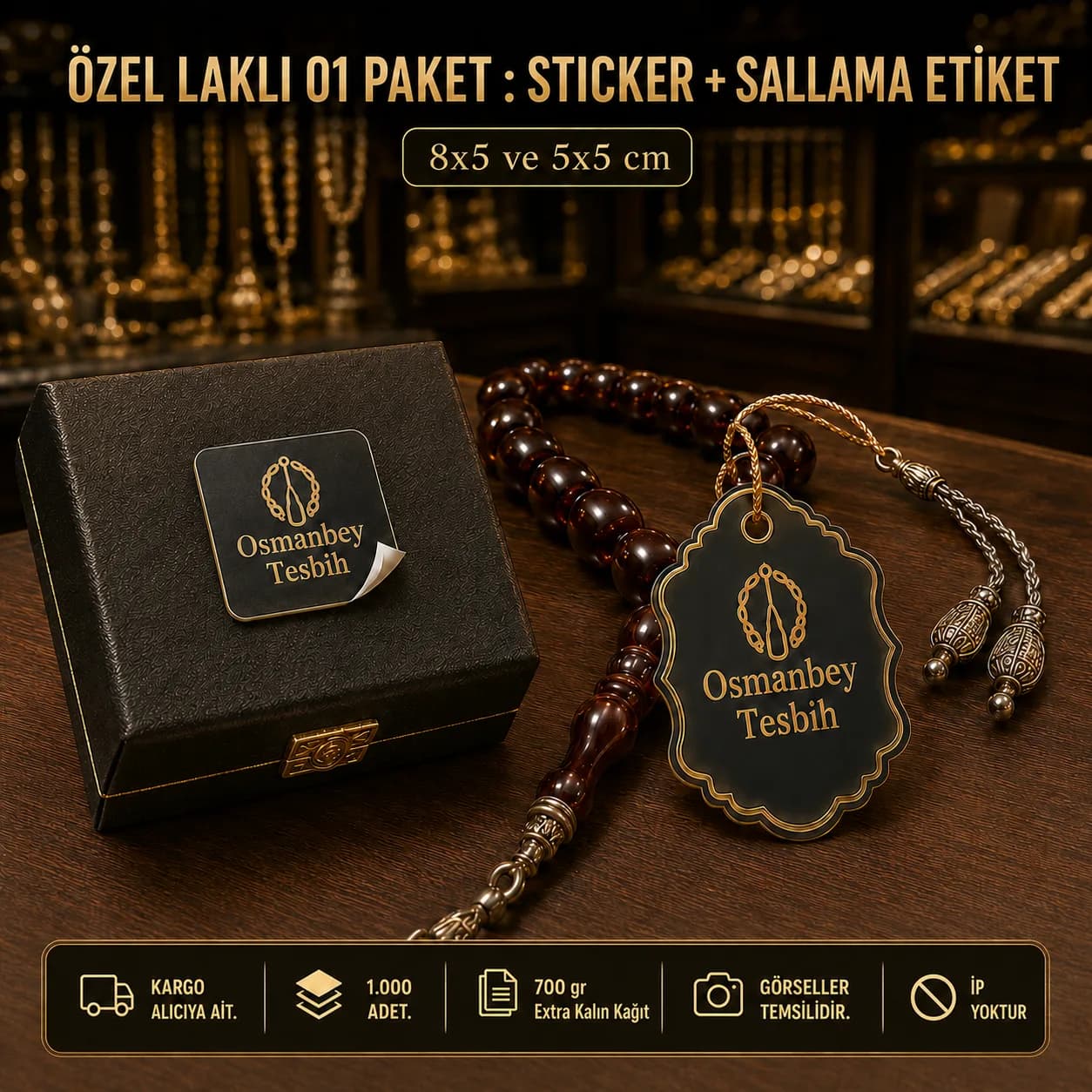 Basan Adam Özel Laklı 01 kampanya paketi: 5x5 cm sticker ve 8x5 cm sallama etiket, 700 gr extra kalın kağıt, 1.000 adet, KDV dahil 2.232 TL, 28 Eylül 2026'ya kadar geçerli.