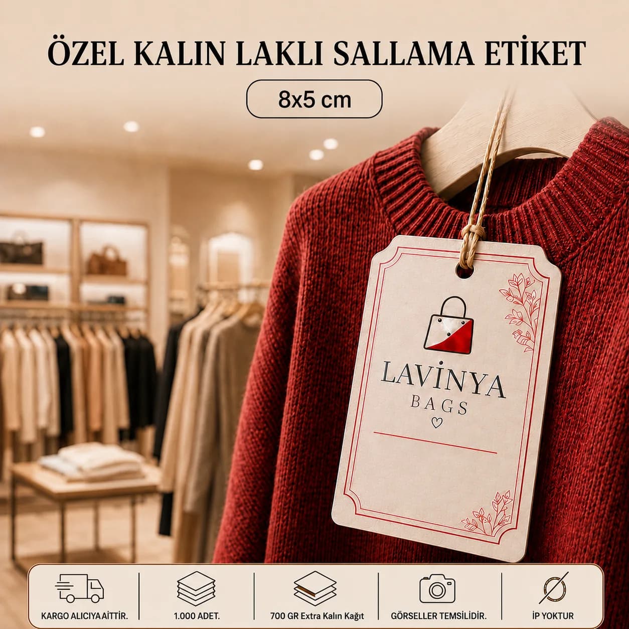 Basan Adam özel kalın laklı sallama etiket kampanyası: 1.000 adet, 8x5 cm, 700 gr extra kalın sıvamalı kağıt, KDV dahil 1.356 TL.